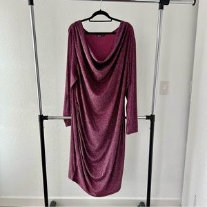 Curve purple metallic cowl dress